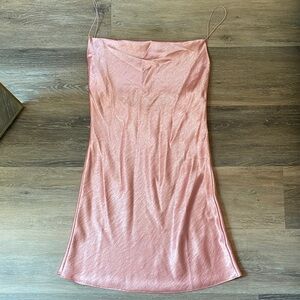 uo satin cowl neck slip dress